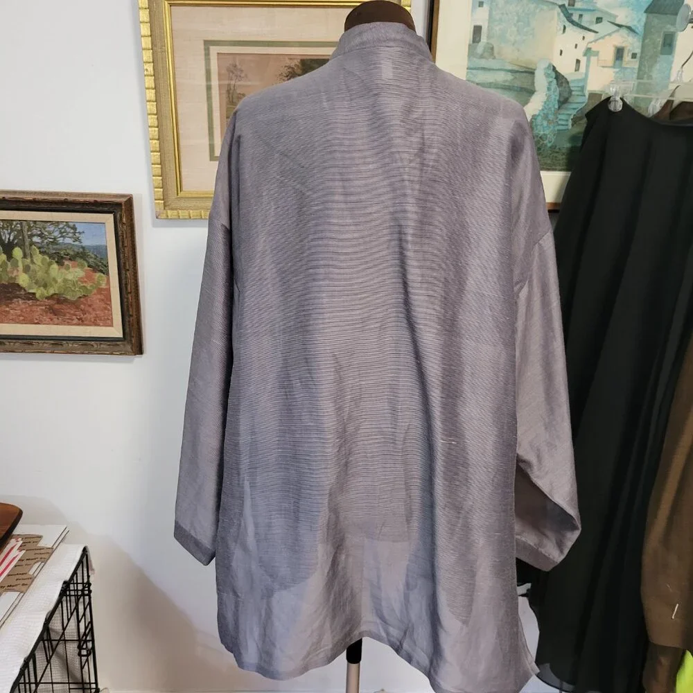 Eileen Fisher Silk & Linen Lightweight Kimono Jacket Size L - Picture 4 of 7